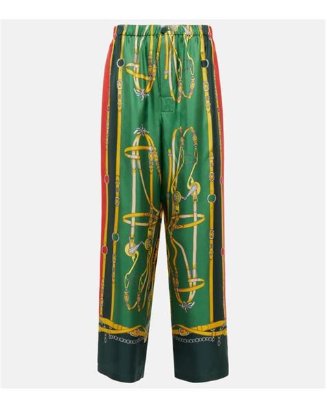 gucci print pants womens|Gucci wide leg pants.